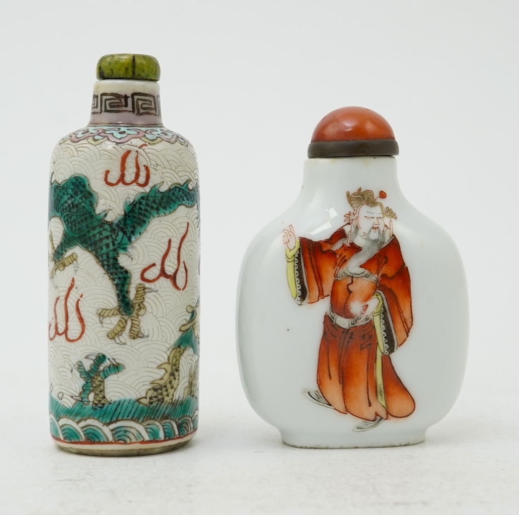 Two Chinese enamelled porcelain snuff bottles, 19th century